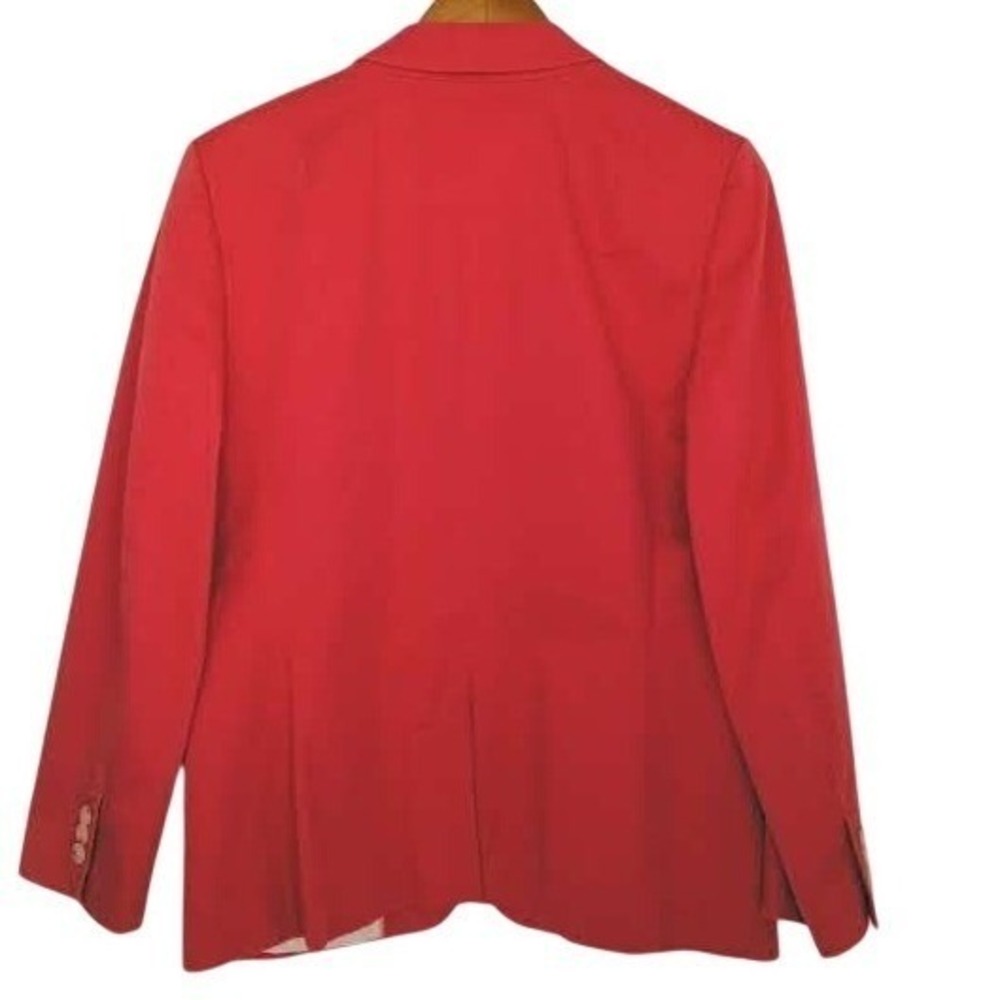 Banana Republic Coral Red Cotton Blazer Jacket Womens 12 Bold Tailored - Picture 3 of 8